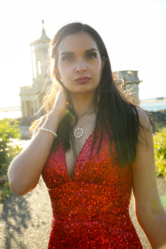 gabriella portrait red dress