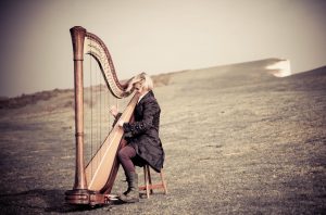 Brighton Harpist at Beachy Head