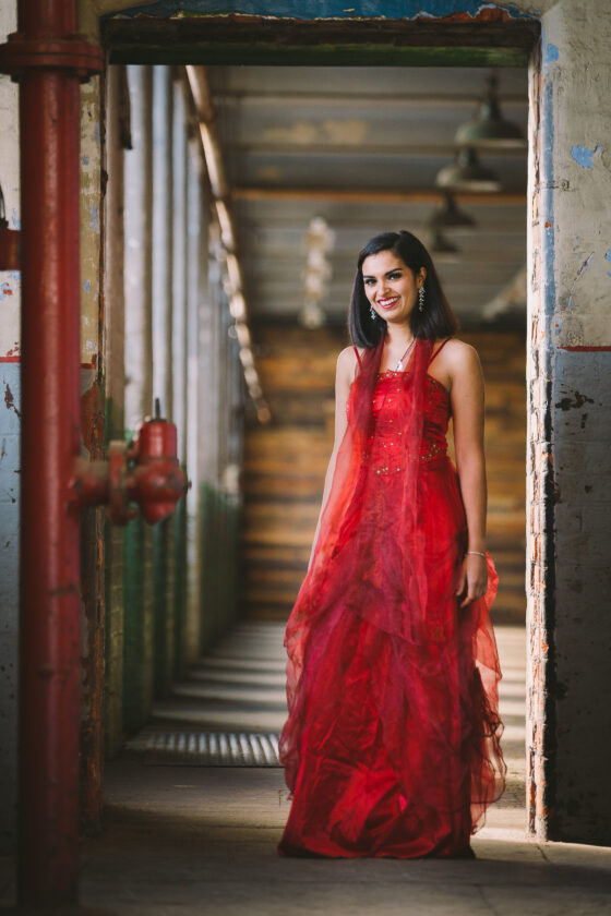gabriella portrait red dress